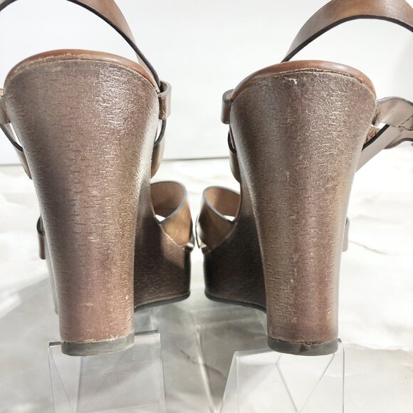 Mudd Kylie Cognac Y2K Style Wedge Brown Sandals Tan Straps Adjustable shoes Sz 7 - Picture 8 of 11
